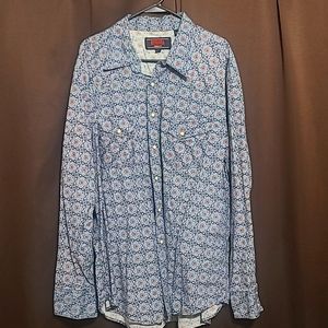 Rock & Roll Denim Western Print Pearl Snap